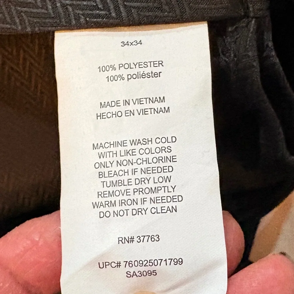 Savane Mens Black Pleated Dress Pants 34x34 Comfort Waist Microfiber No Iron NEW